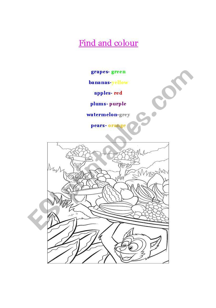 Food (fruits) worksheet