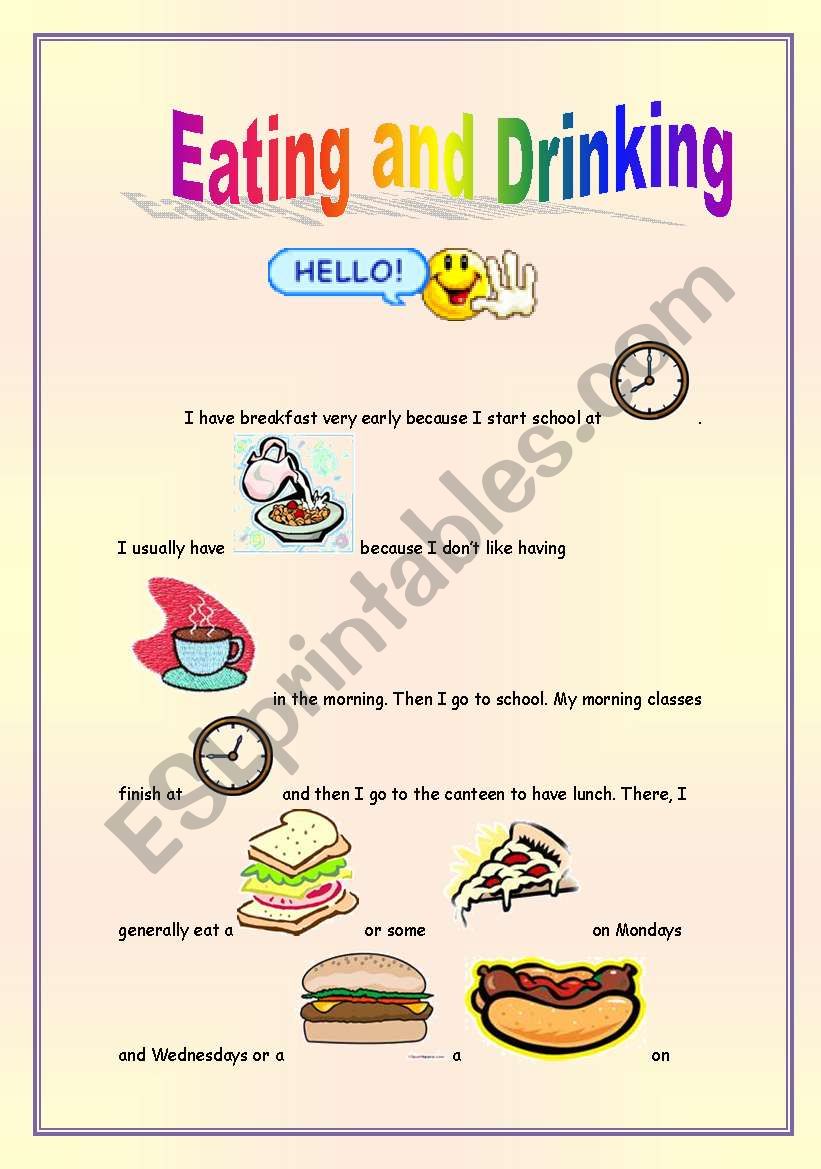 Eating and drinking worksheet