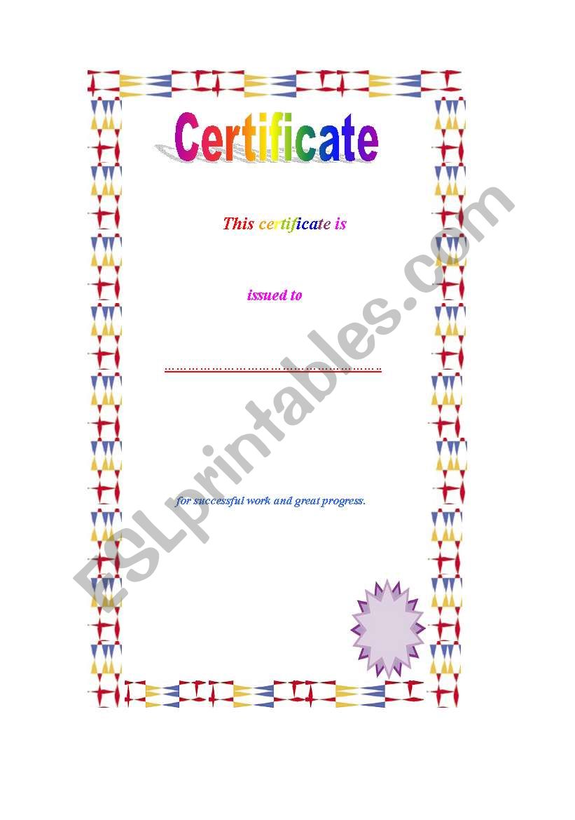 a certificate written in English just write the name of your student