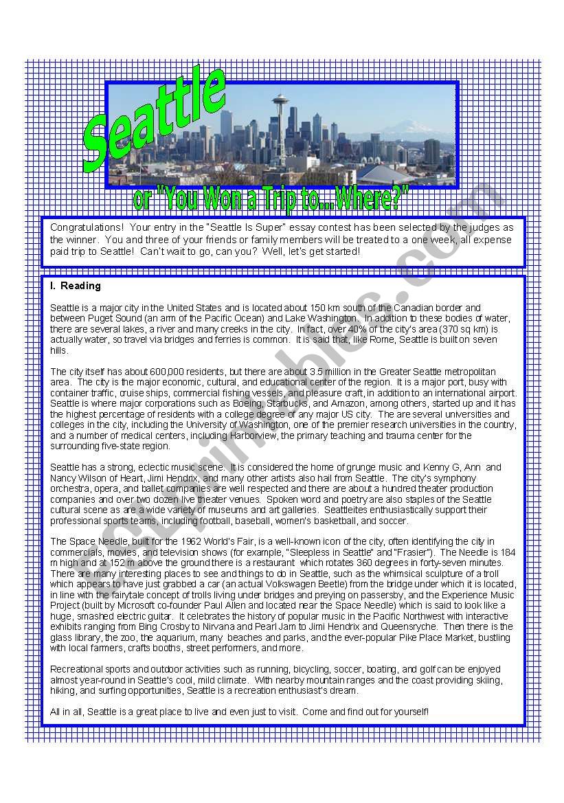 Seattle, USA worksheet