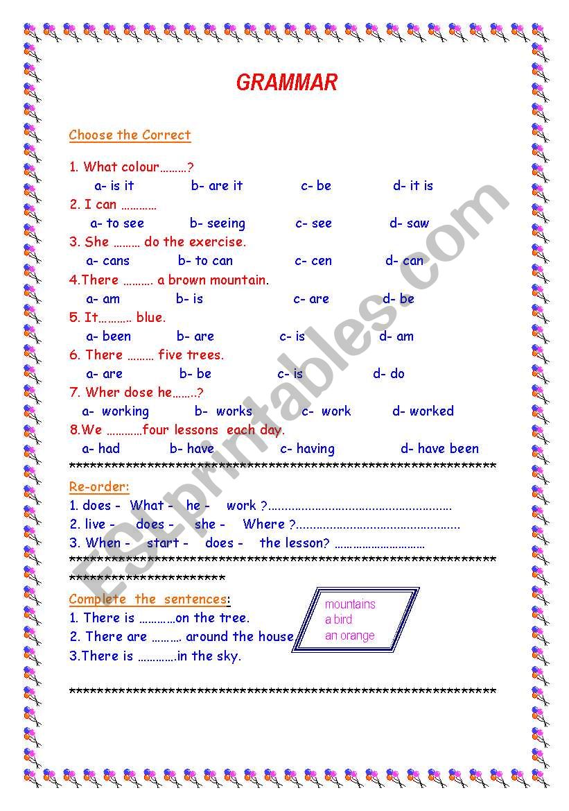 GRAMMAR worksheet