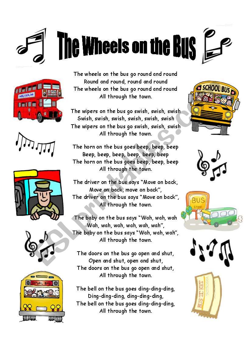 The wheels on the bus - lyric sheet