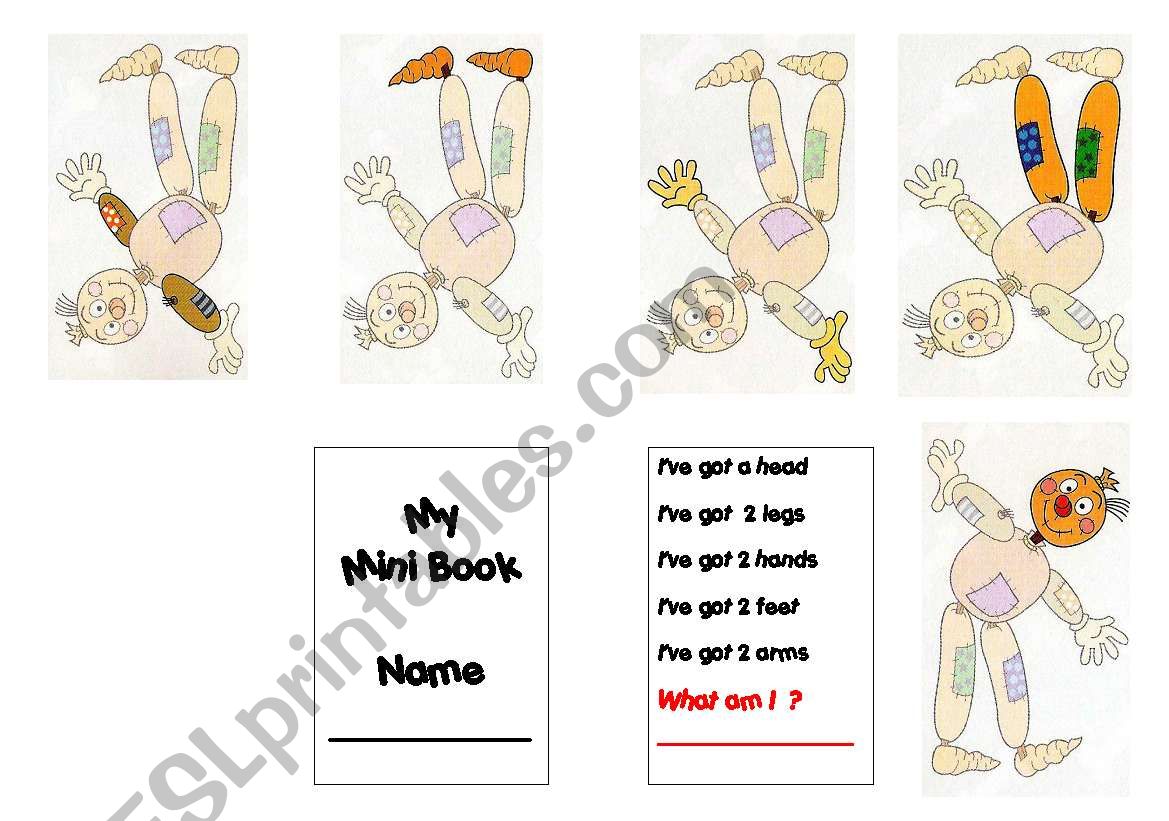 My mini book - body parts worksheet