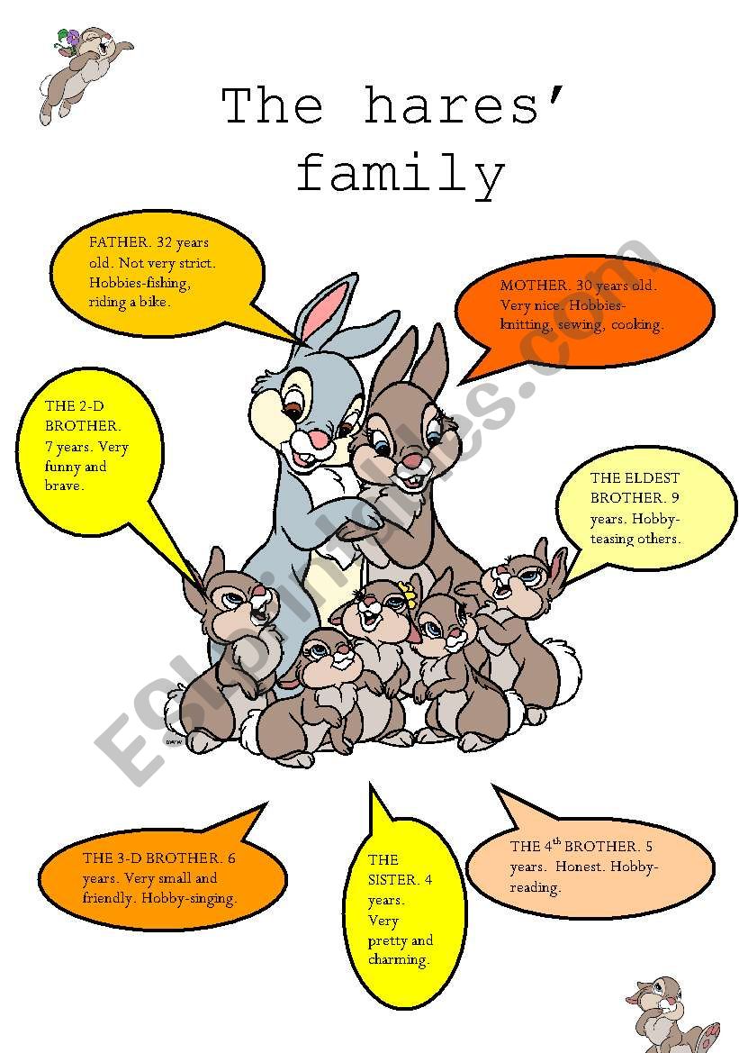 The hares family worksheet