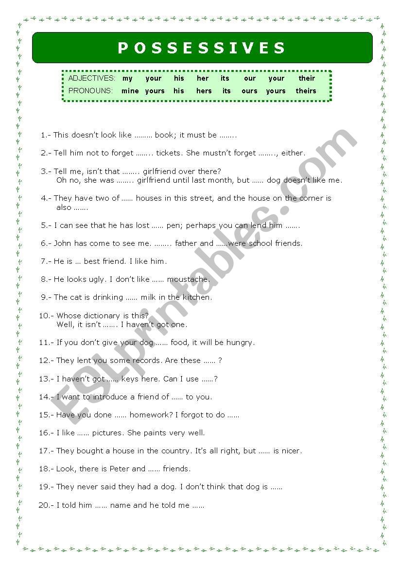 Possessive worksheet