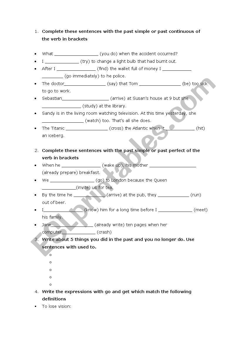 intermediate test worksheet