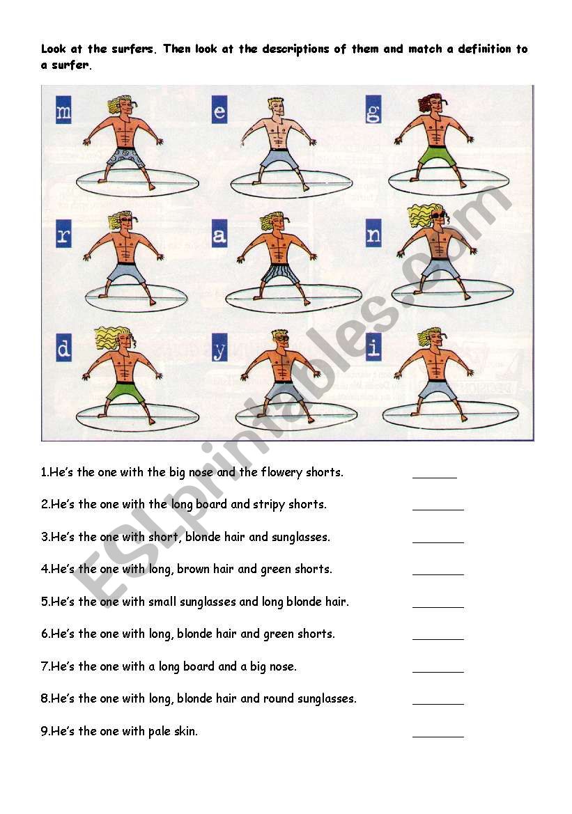 Physical Description worksheet