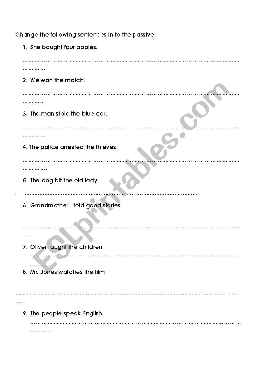 passive worksheet