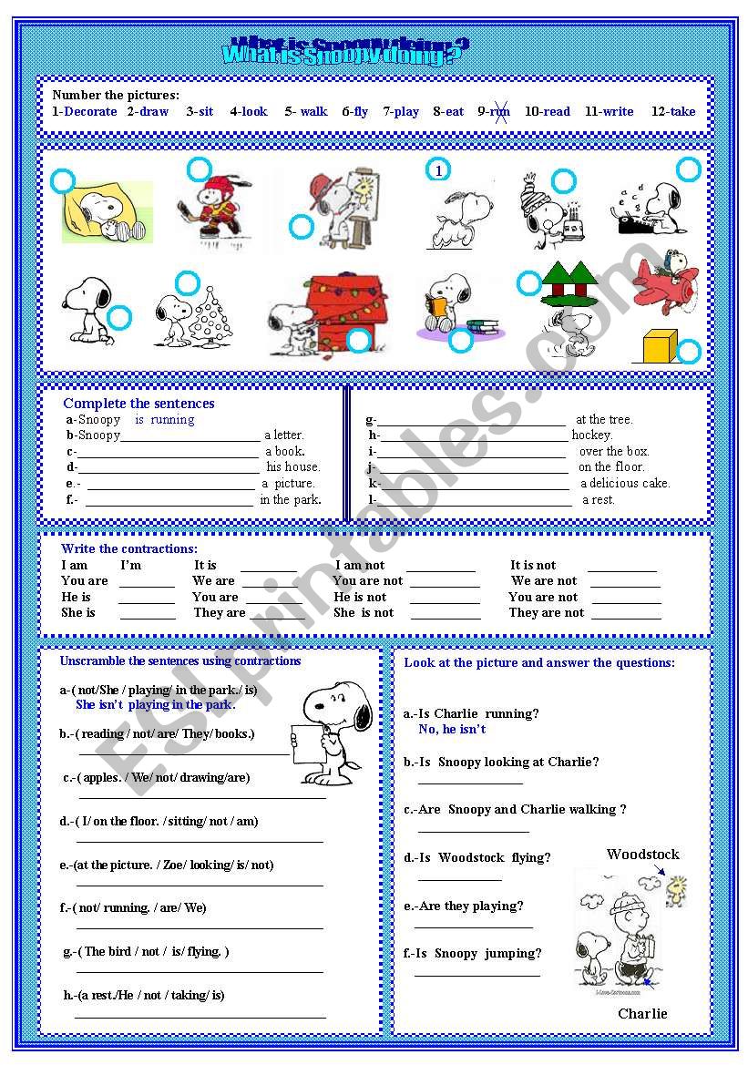what is Snoopy doing? worksheet