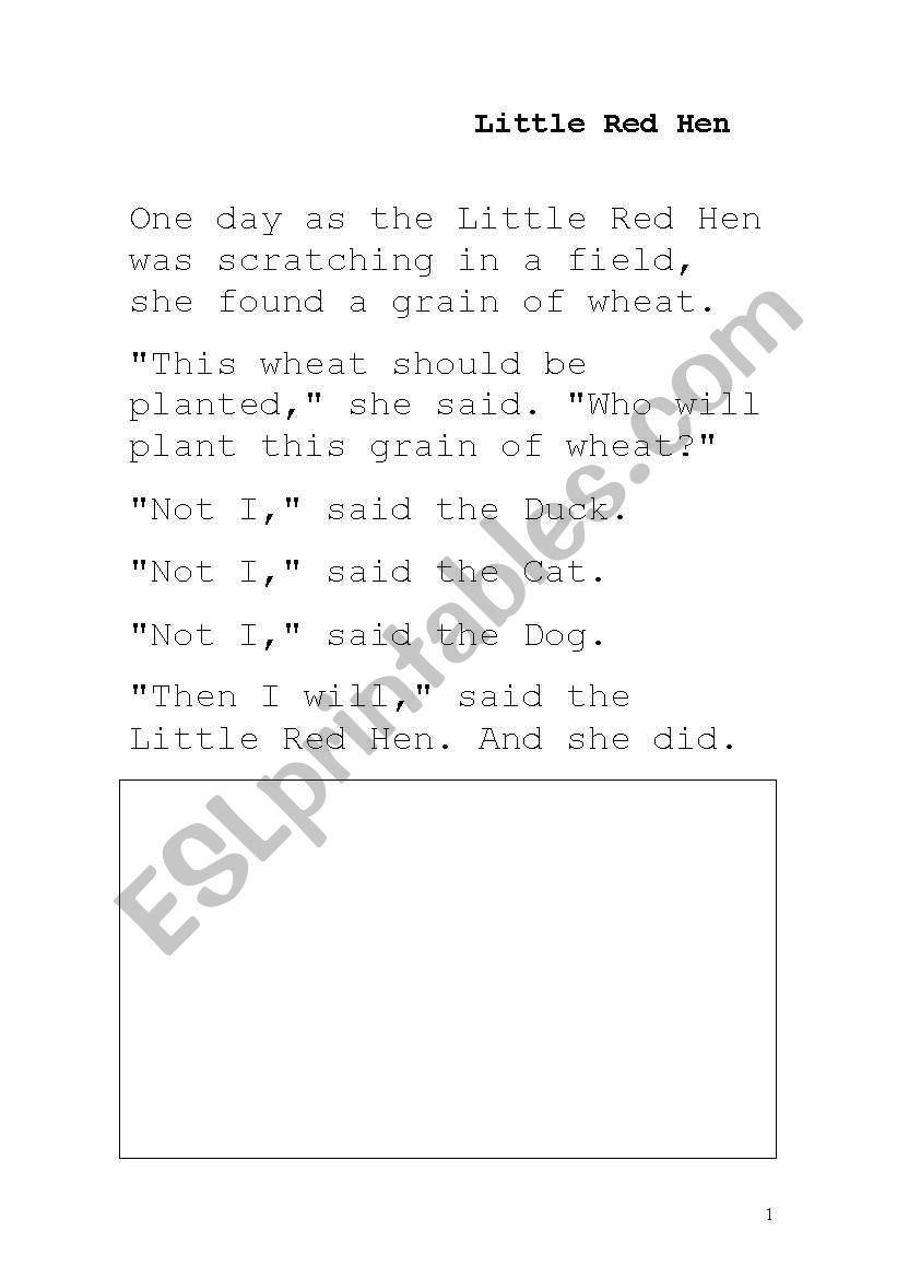 Little Red Hen worksheet