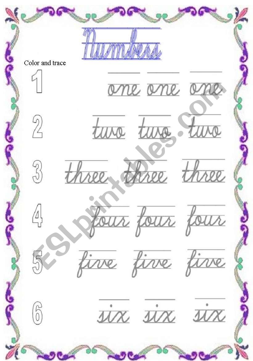 Numbers worksheet