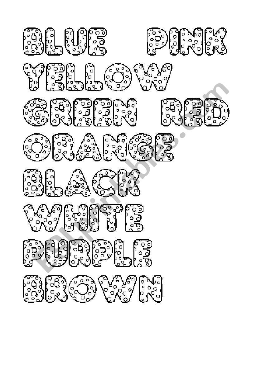 Word Colors worksheet