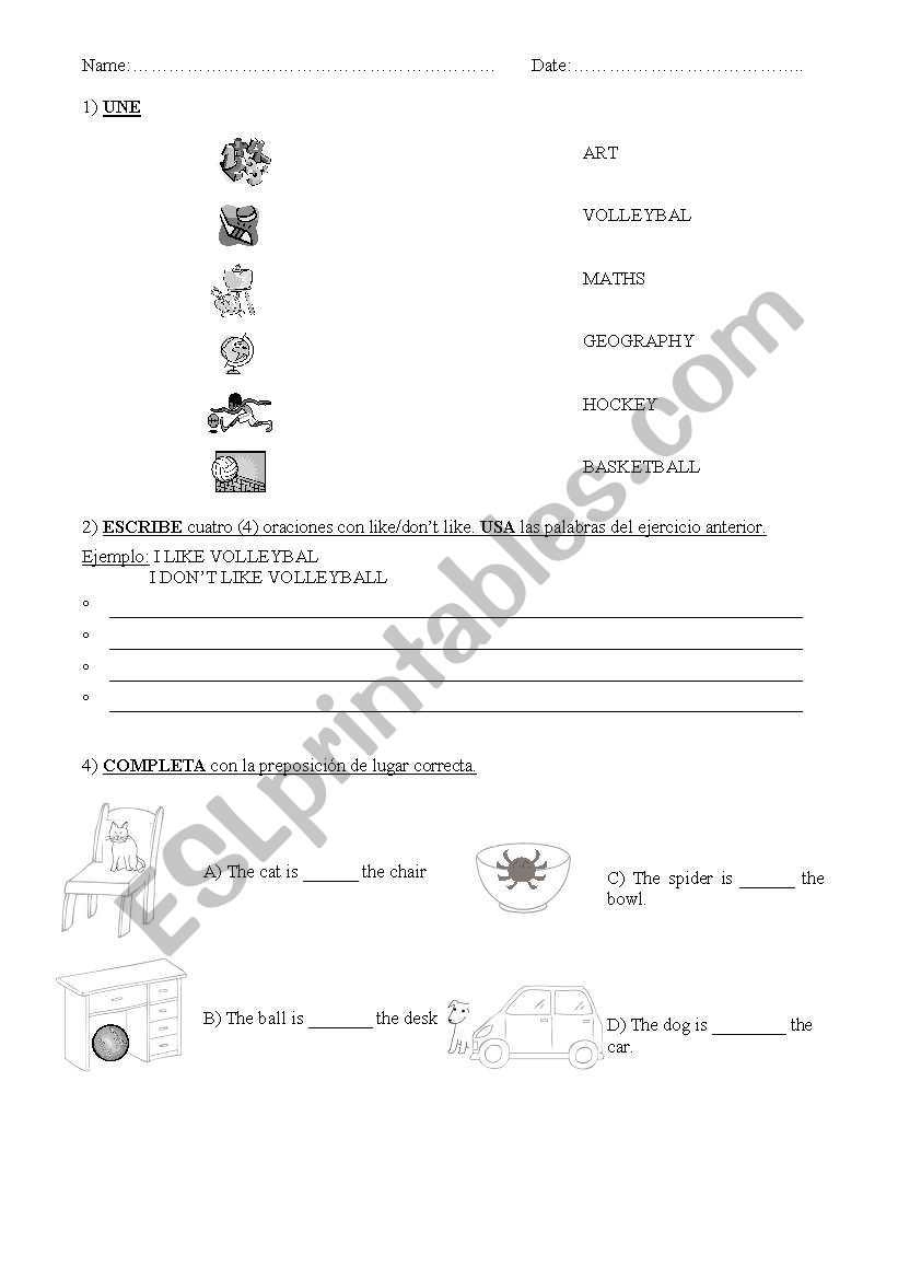 Easy revision worksheet