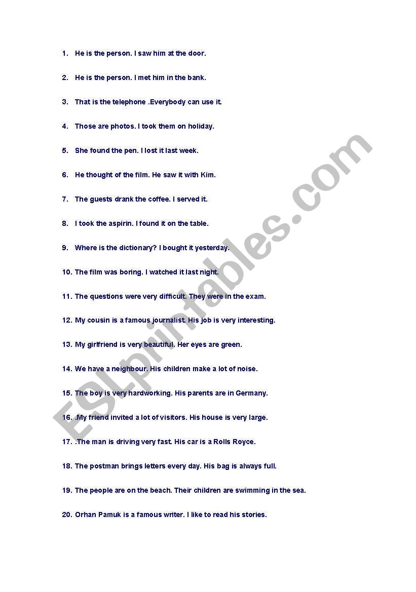 relative clauses worksheet