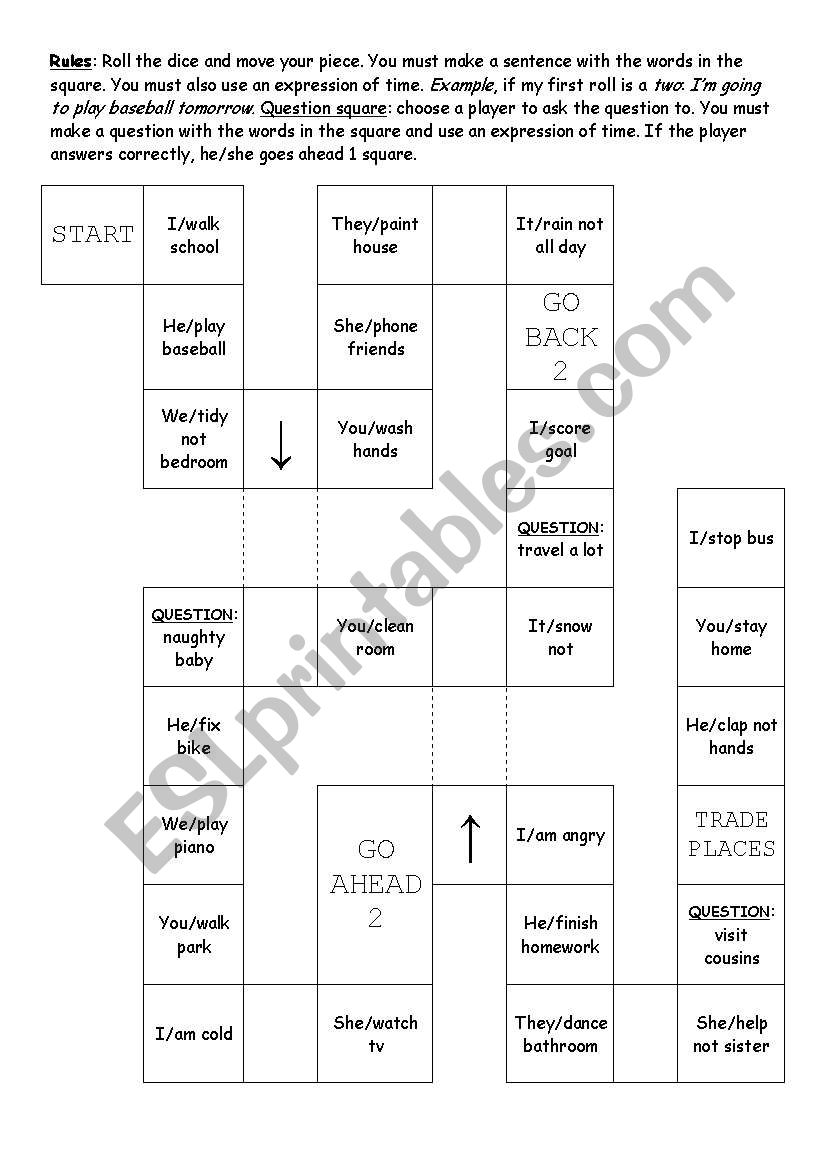Almost All Tenses Board Game worksheet