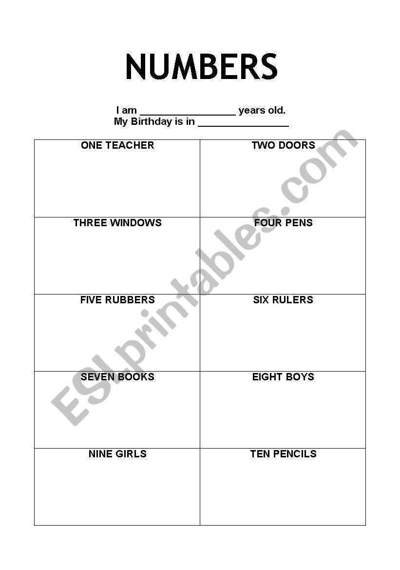 Numbers worksheet