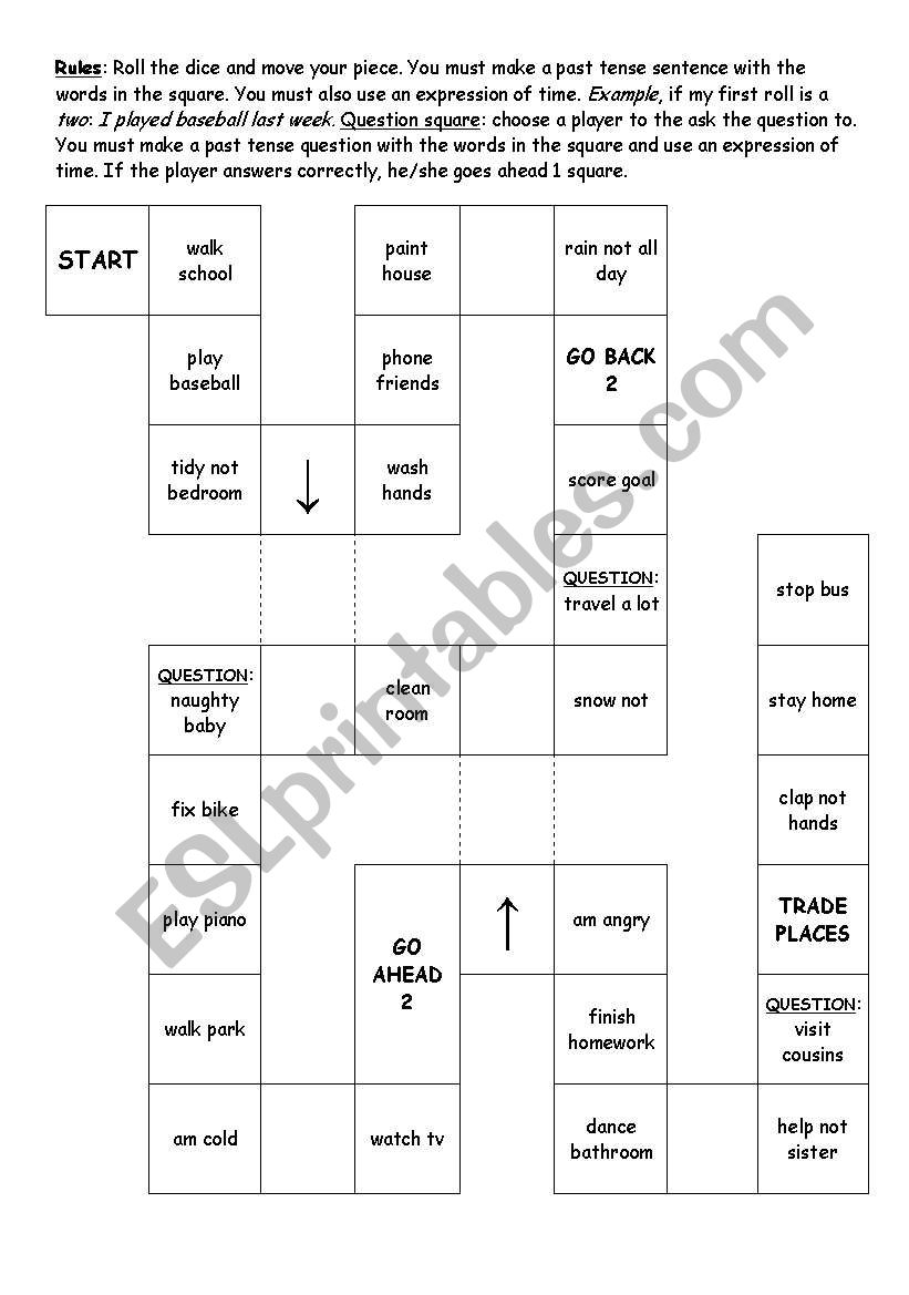 Past Simple Game worksheet