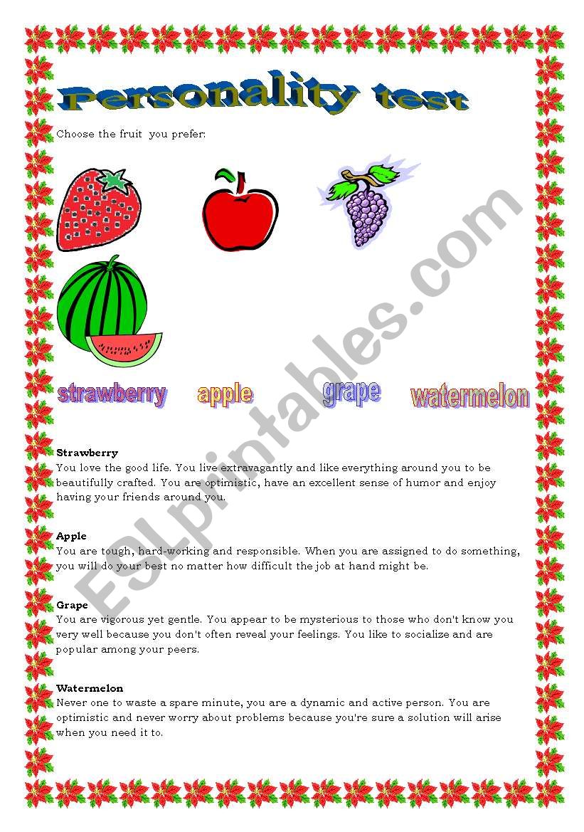 personality test -choose a fruit