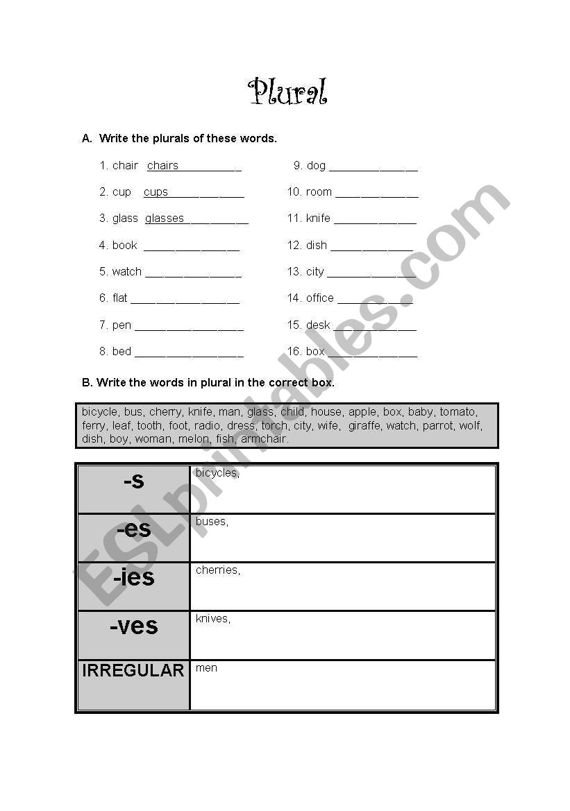 Plural worksheet