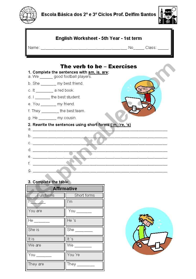 Verb to be worksheet