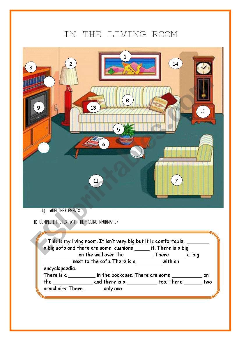 THERE IS/ THERE ARE: IN THE LIVING ROOM: prepositions