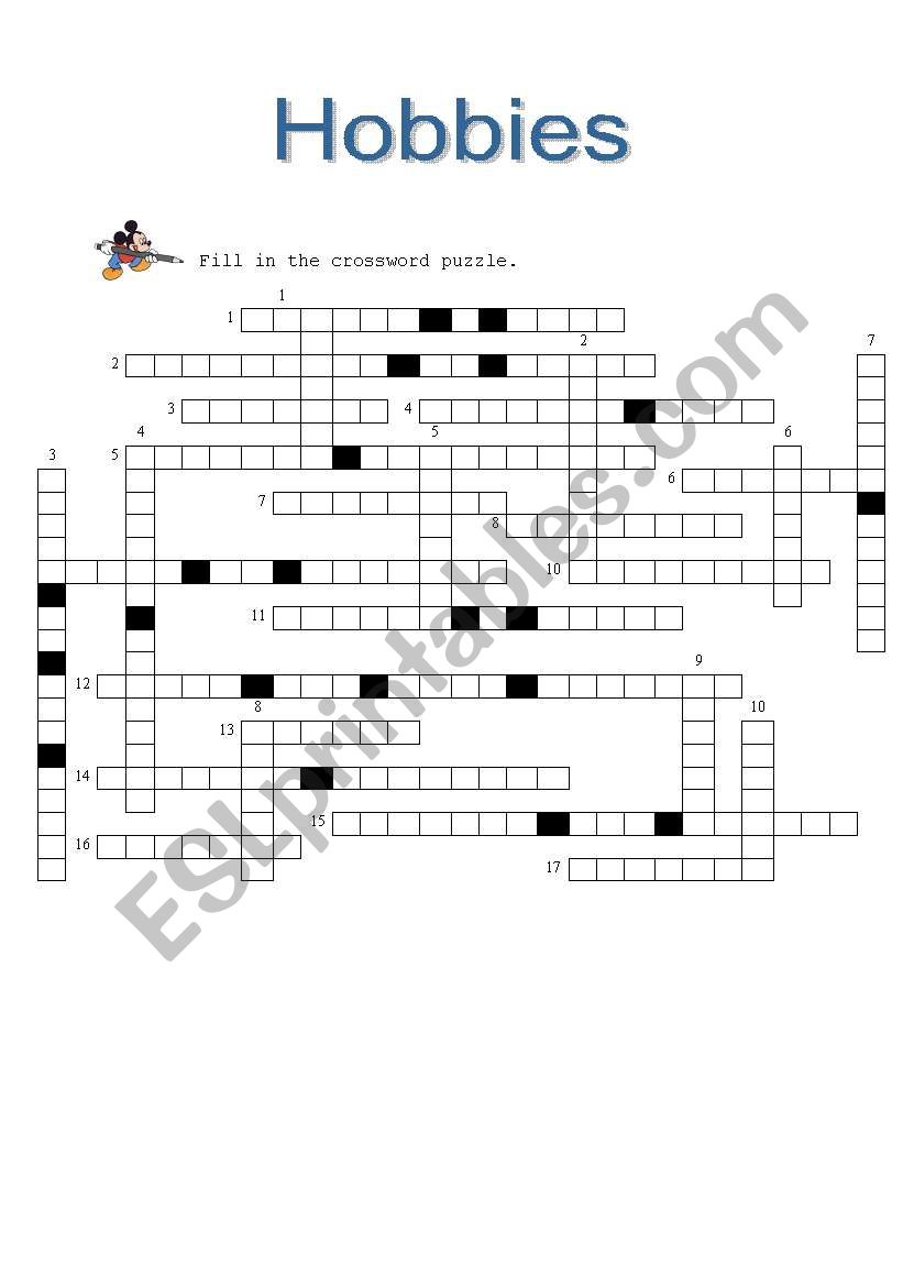 Hobbies-crosswords worksheet