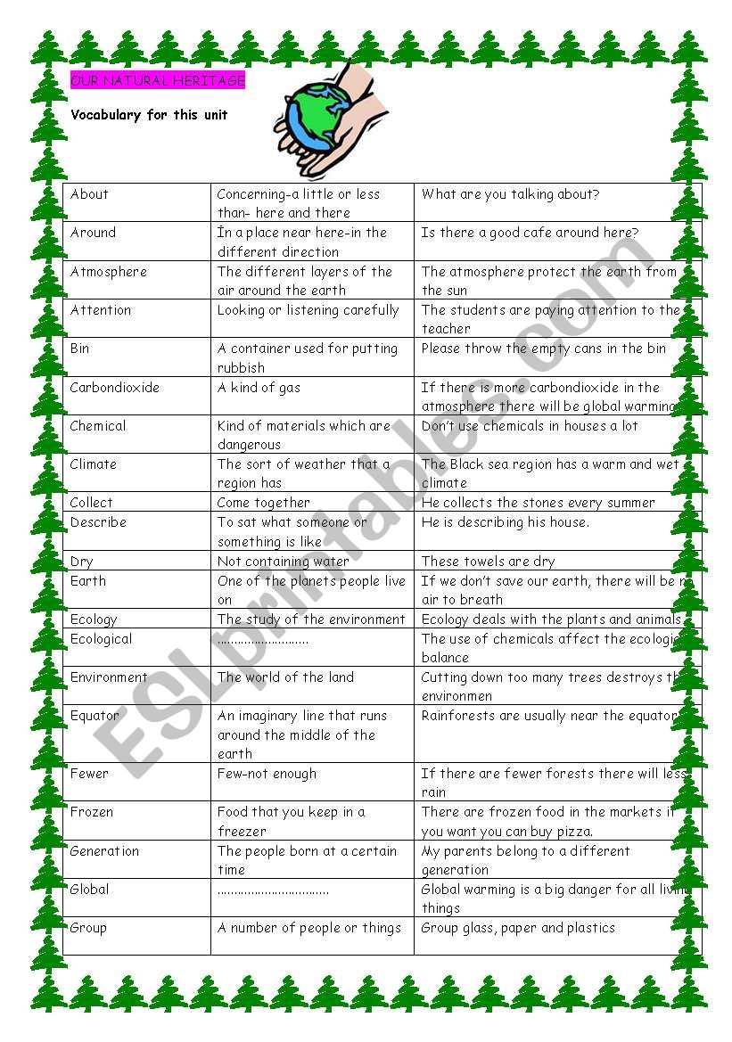 environment-rainforests worksheet