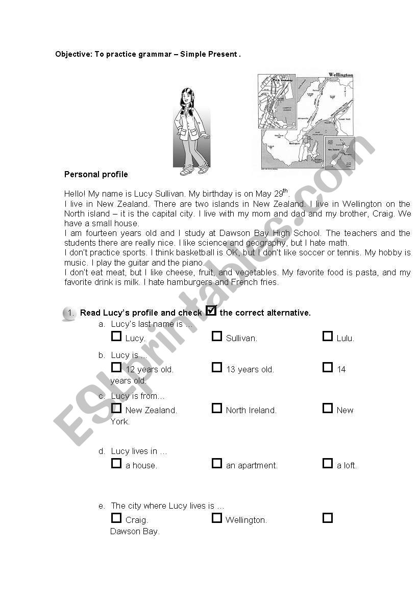 Personal Profile worksheet