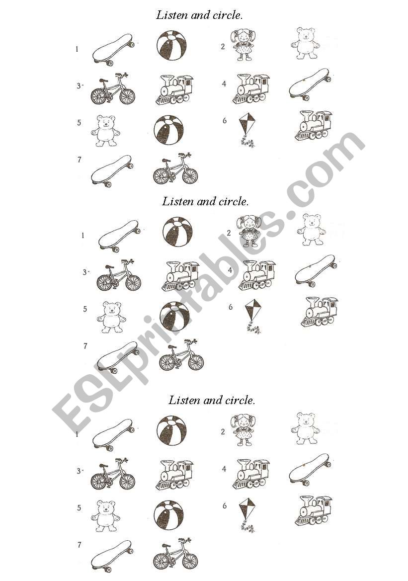Toys worksheet