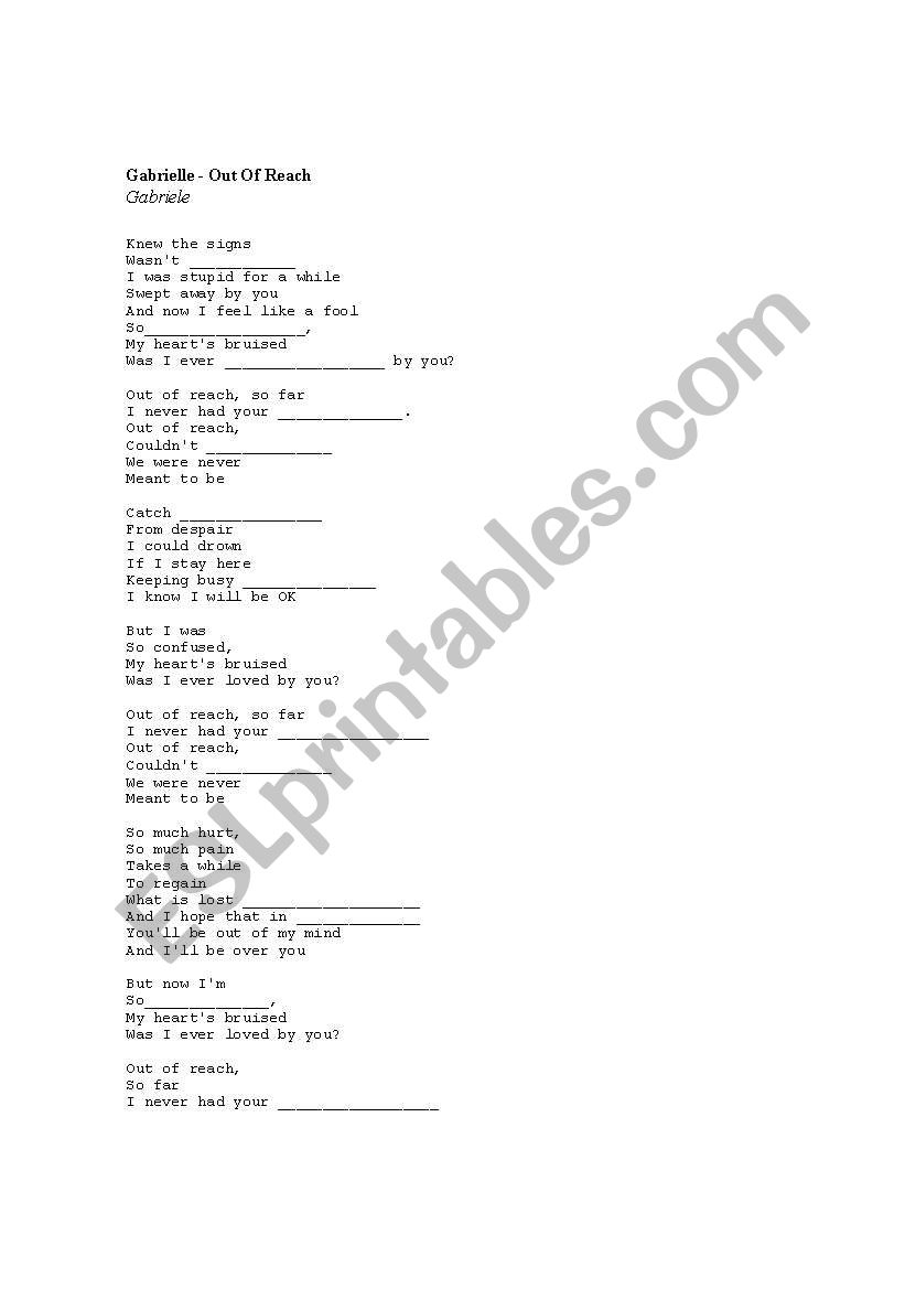 Song activity worksheet