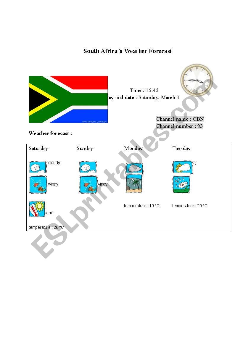 South Africas weather forecast report (card 10)