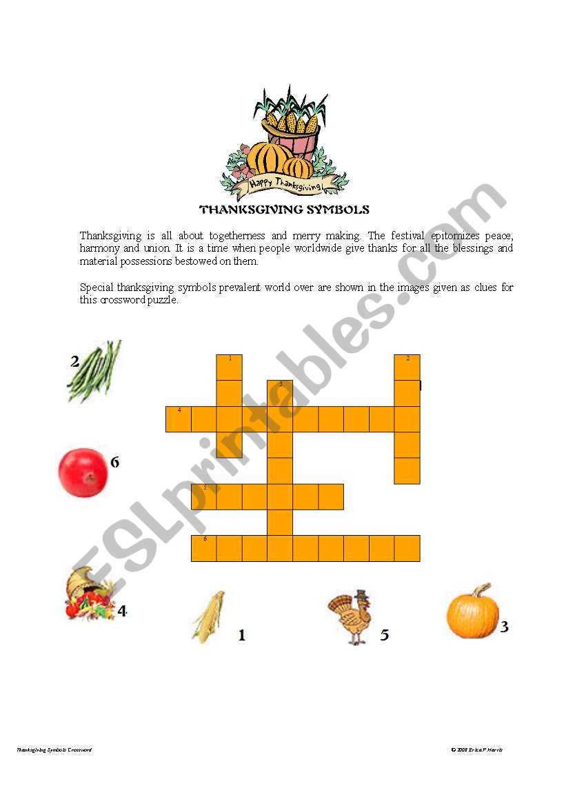 Thanksgiving Symbols worksheet