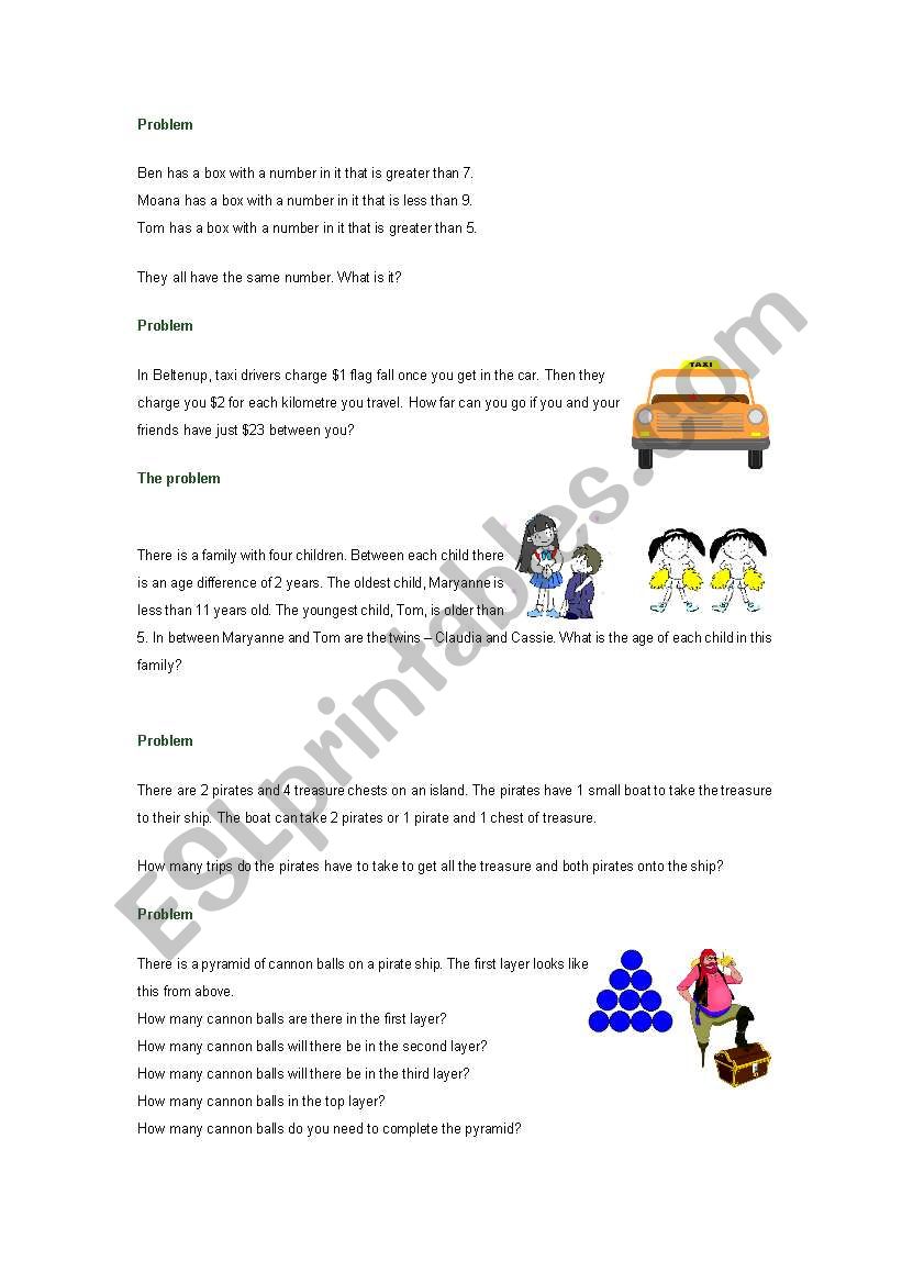 maths activities worksheet