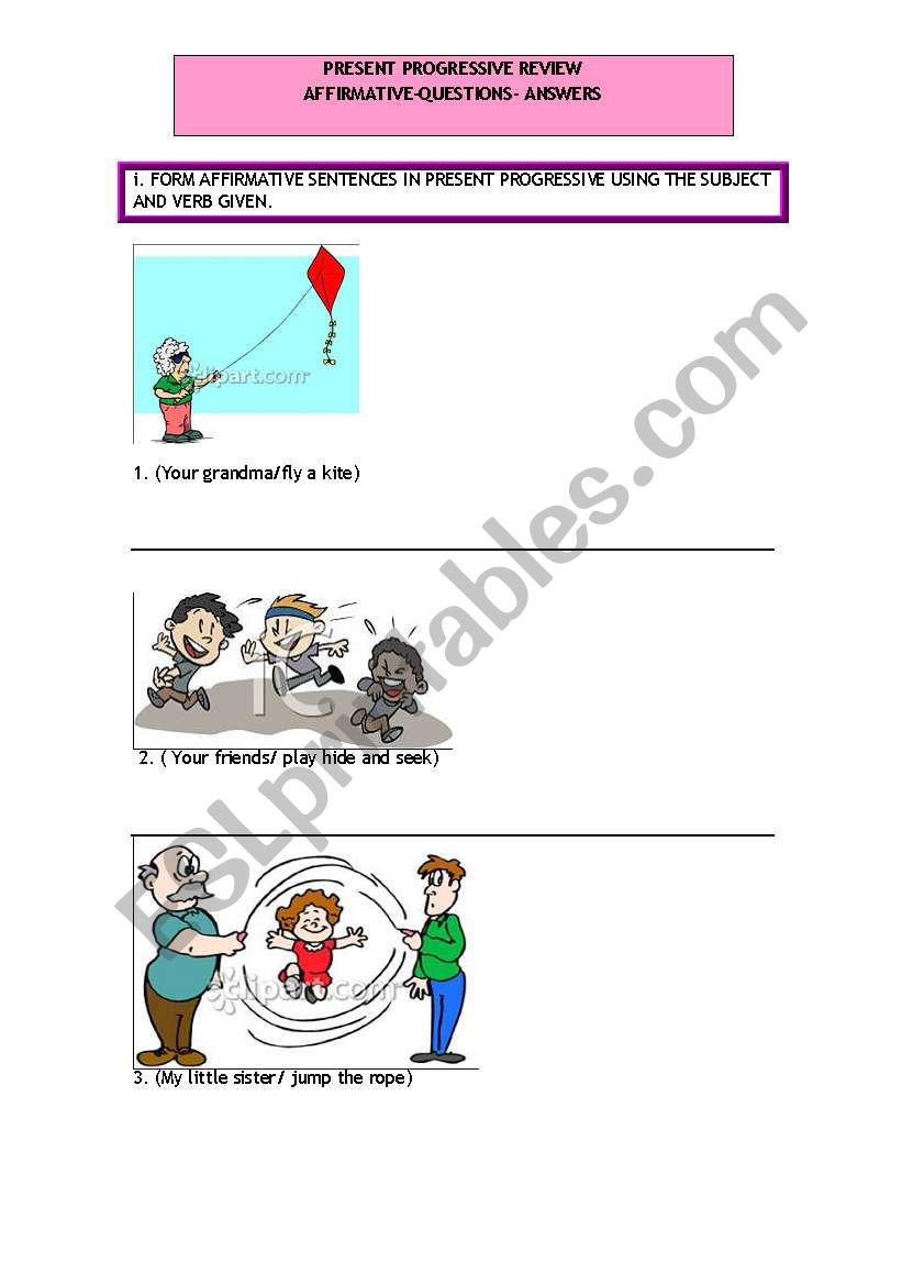 PRESENT CONTINUOUS EXERCISES worksheet