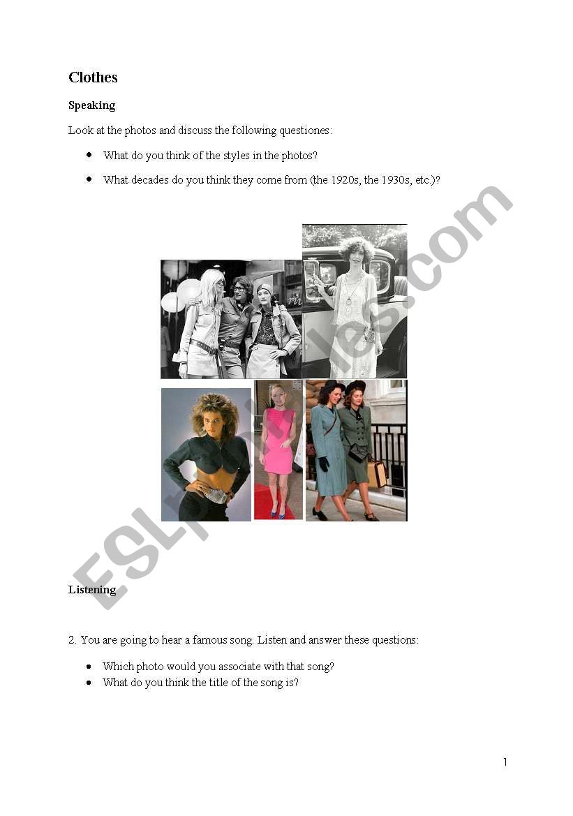 clothes worksheet