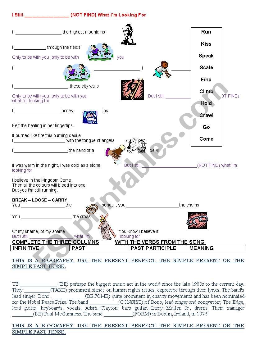 SONG BY U2 worksheet