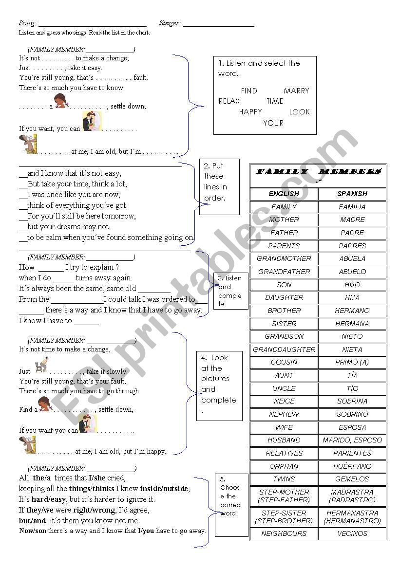 FAMILY MEMBERS worksheet