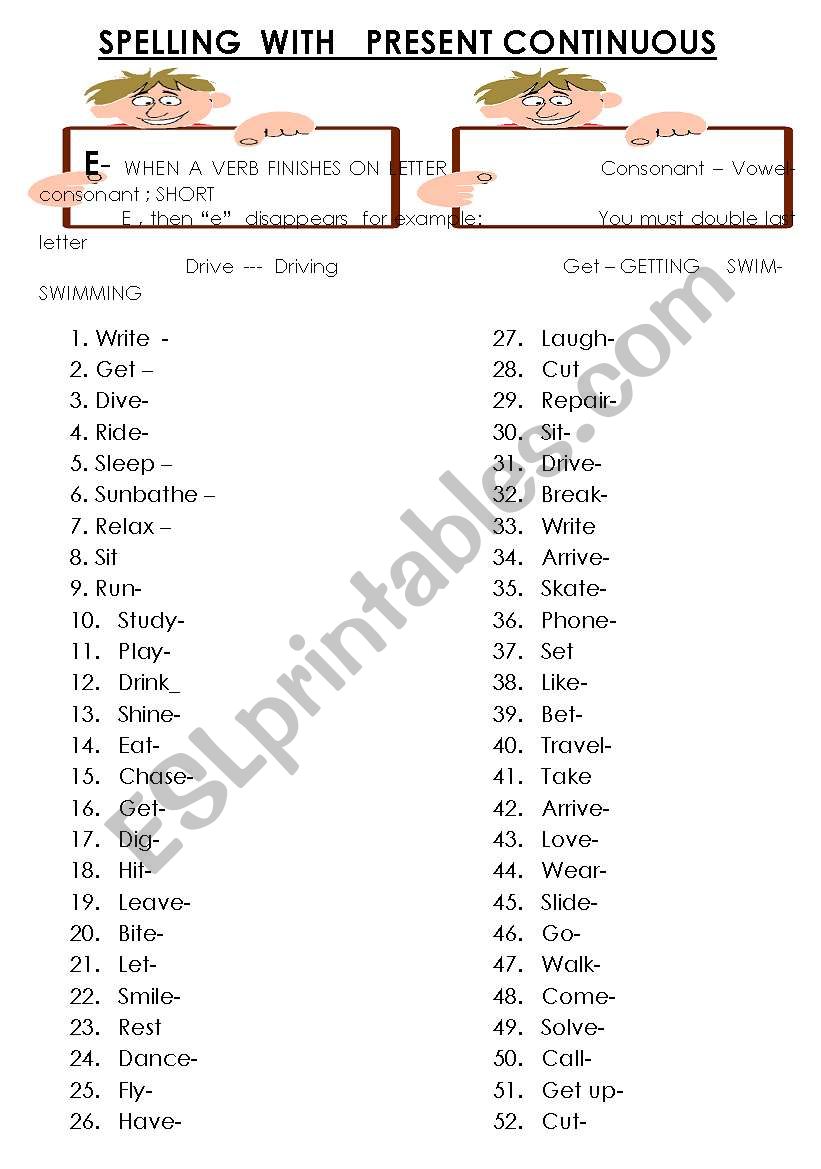 SPELLING  WITH   PRESENT CONTINUOUS