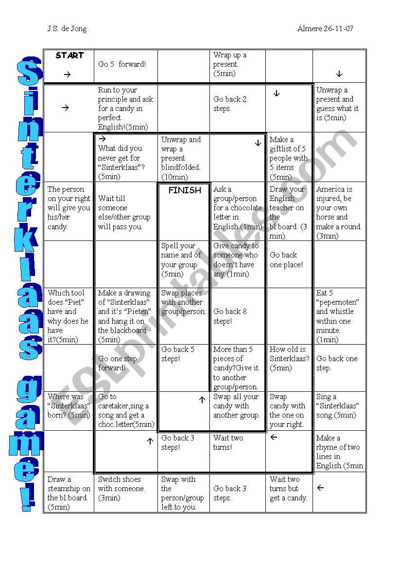 Sinterklaas Game worksheet