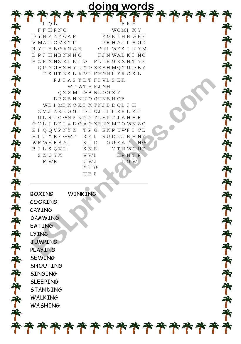 doing words wordsearch worksheet