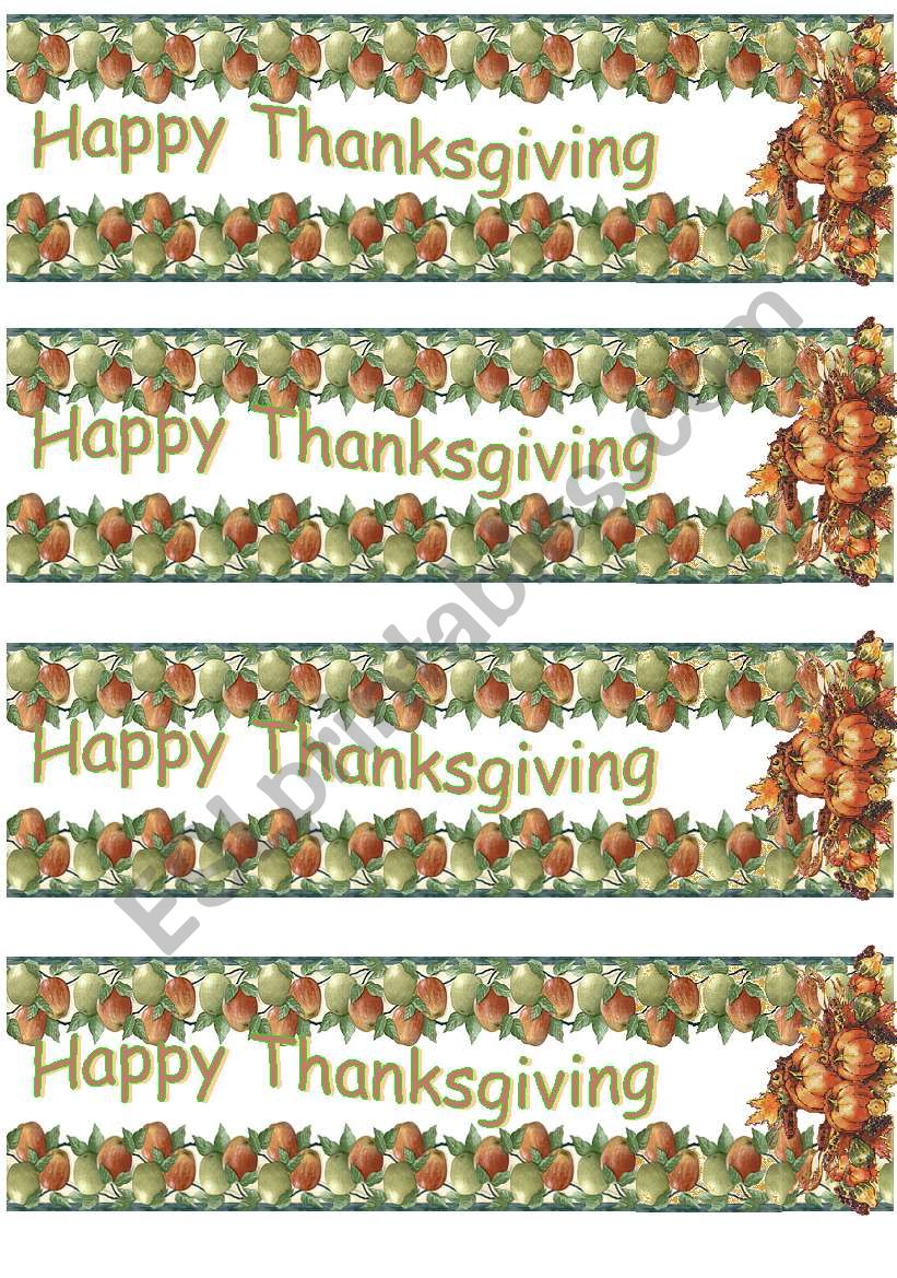 Thanksgiving - BOOKMARKS worksheet