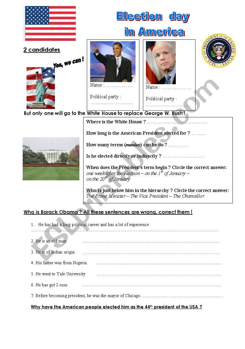 Election Day in America worksheet