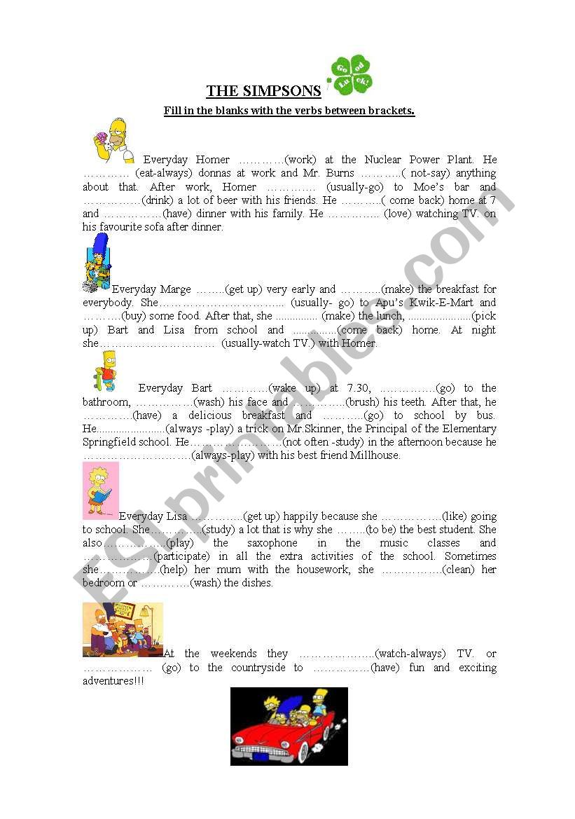 SIMPLE PRESENT- THE SIMPSONS worksheet