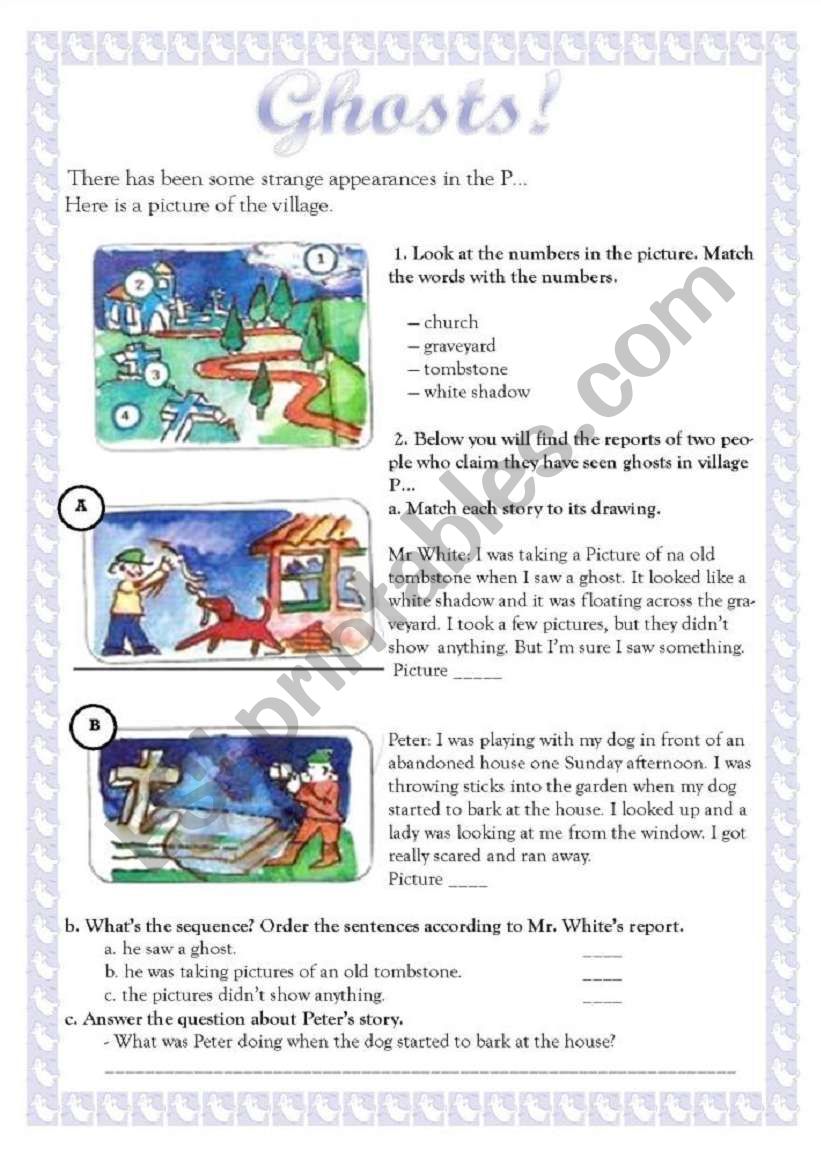 Ghosts worksheet
