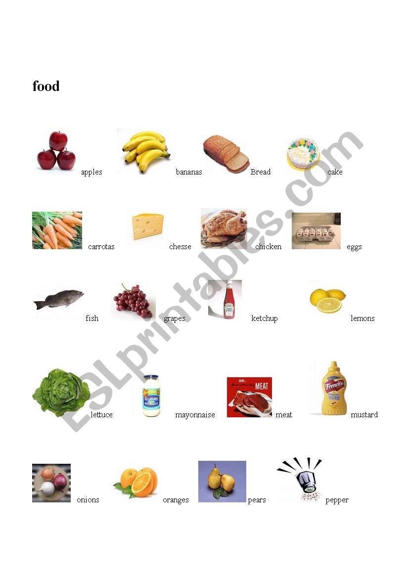 Food ( vocabulary preview ) worksheet