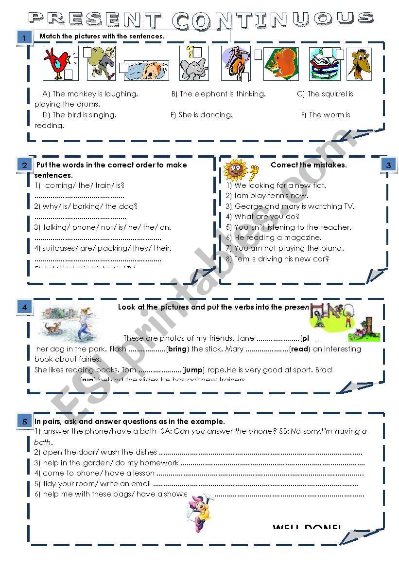 PRESENT CONTINUOUS worksheet