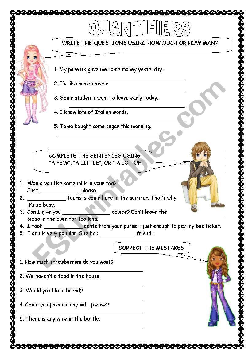 QUANTIFIERS worksheet