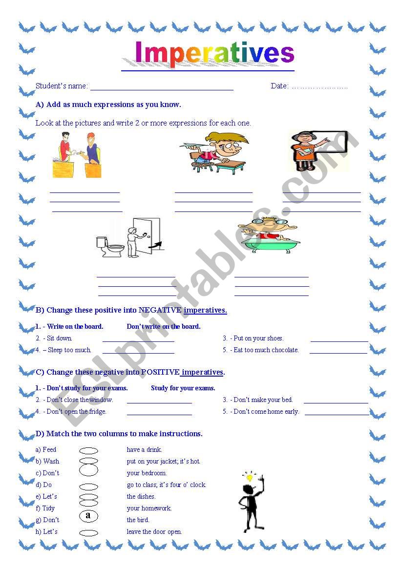 Imperatives worksheet