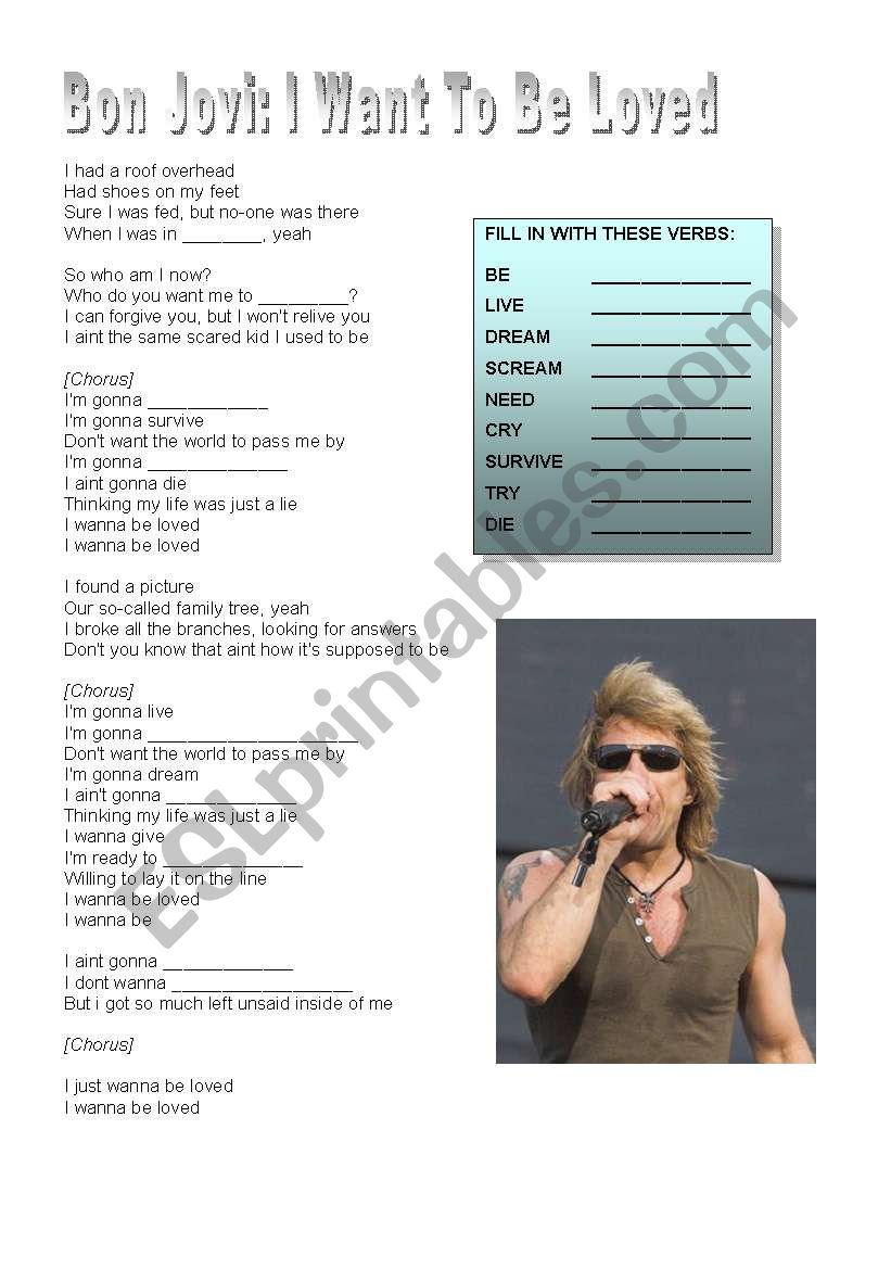 Bon Jovi song worksheet
