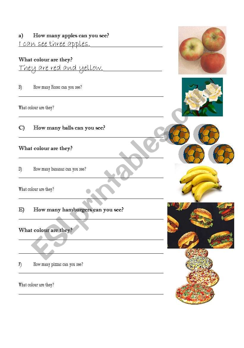Food and colours worksheet